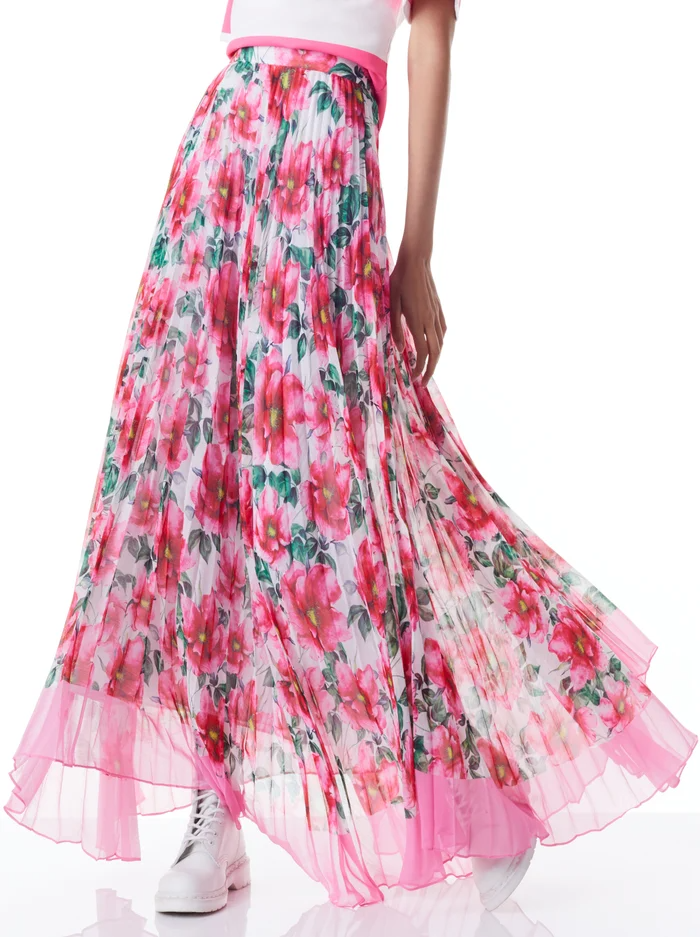 Alice + Olivia Katz Sunburst Pleated Maxi Skirt