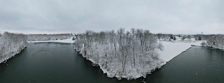 Denis Mezentsev's drone captures the snow in Platte City. (Photo by Denis Mezentsev)