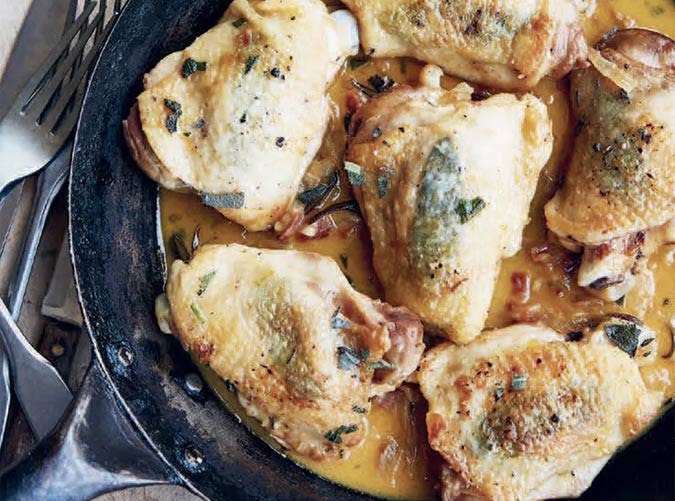 One-Pan Creamy Chicken Fricassee with Sage