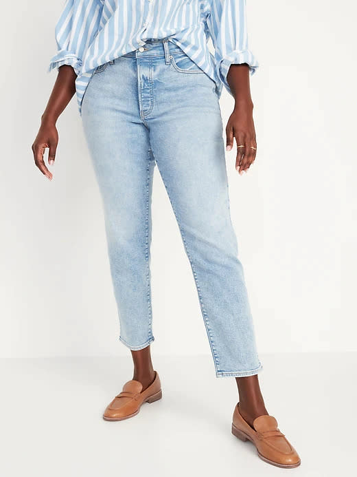 High-Waisted OG Straight Button-Fly Extra-Stretch Jeans. Image via Old Navy.