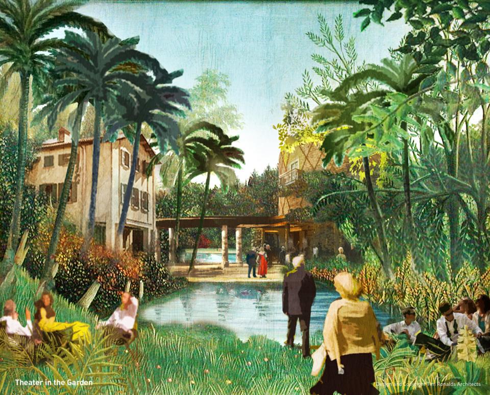 An architectural rendering for the proposed Theater in the Garden in Naples