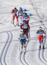 Cross-Country Skiing - Pyeongchang 2018 Winter Olympics - Women's 30km Mass Start Classic - Alpensia Cross-Country Skiing Centre - Pyeongchang, South Korea - February 25, 2018 - Ebba Andersson of Sweden and Heidi Weng of Norway. REUTERS/Carlos Barria
