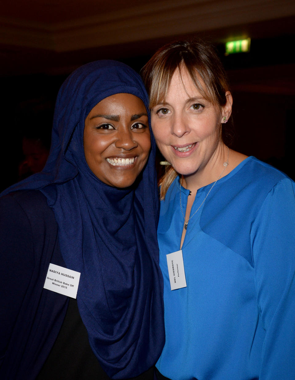 Nadiya Hussain (left) and Mel Giedroyc attend the Women of the Year Awards 2015 at the InterContinental hotel, London.