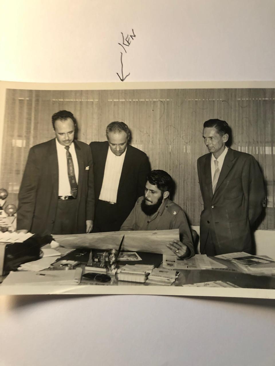 Lake Park's Ken Coleman, second from left, reviews plans for the 1960 Cuban Grand Prix with officials.