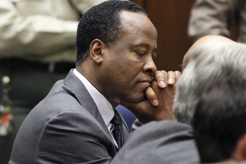 Dr. Conrad Murray closes his eyes after he was sentenced to four years in county jail for his involuntary manslaughter conviction of pop star Michael Jackson in Los Angeles on November 29, 2011. File Photo by Mario Anzouni/UPI