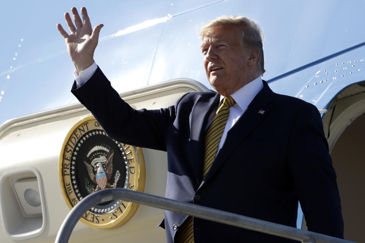 President Donald Trump arrives at Los Angeles International Airport to attend a fundraiser, Sept. 17, 2019, in Los Angeles. (Photo: Evan Vucci/AP)    