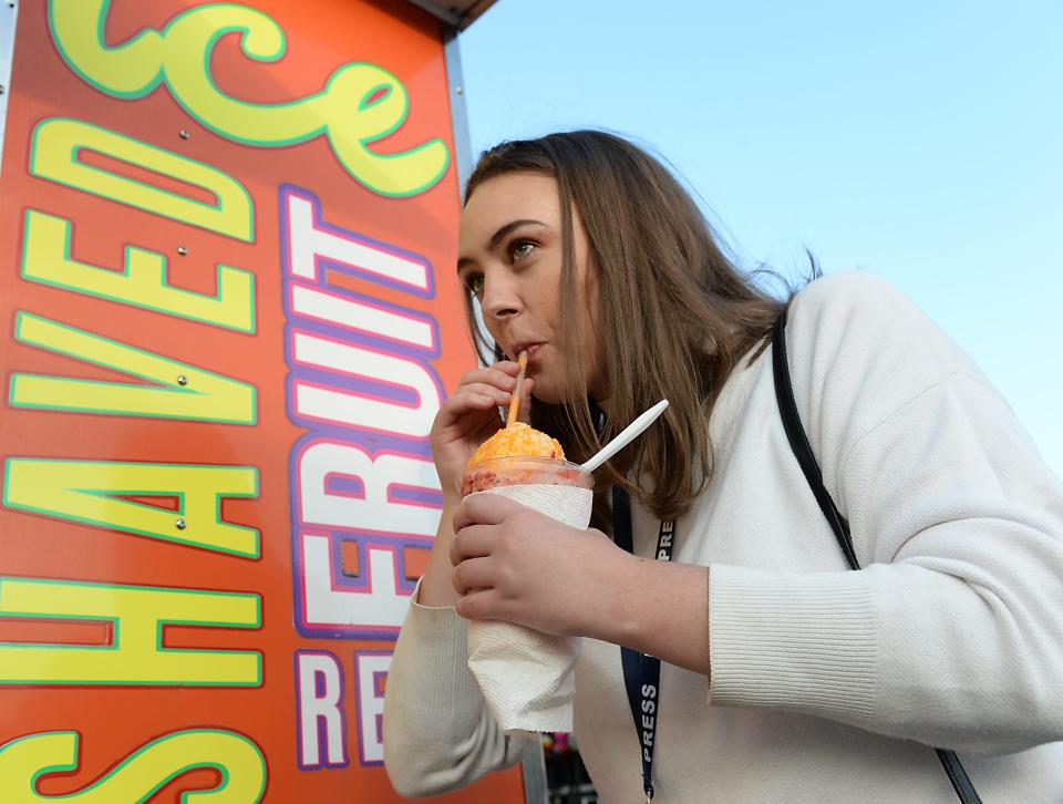 The Piedmont Interstate Fair gates will be open in Spartanburg  October 11-16. Joanna Johnson, Spartanburg Herald-Journal education and community reporter, takes on the fair. Here, she digs into a Shaved Ice fruit treat; one of the many treats and foods at the fair. 