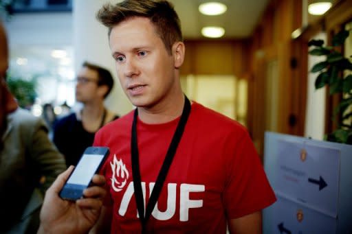 The chairman of the Labor Youth of Norway, Eskil Pedersen, speaks to reporters on June 22, 2012 outside the courtroom in Oslo on the last day of the trial of Norwegian right-wing extremist Anders Behring Breivik. His defense is trying to prove that Breivik's killing of 77 people in twin attacks in July 2011 was not an act of insanity