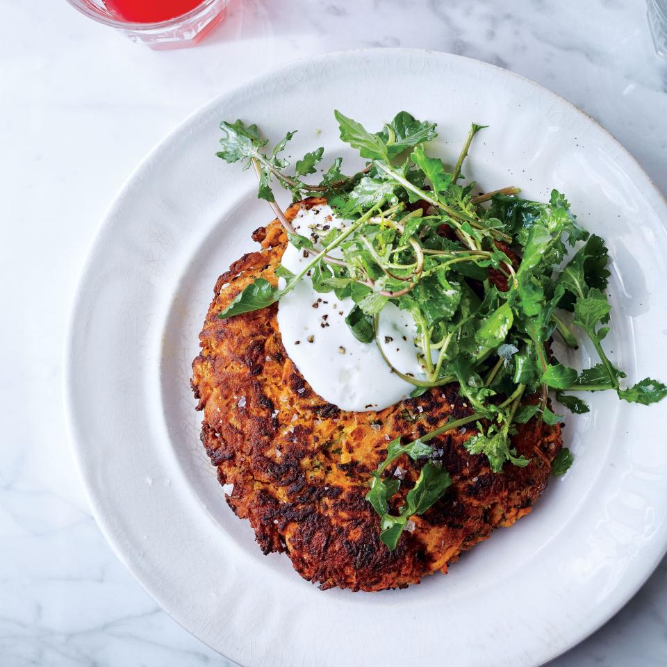 Carrot Pancakes with Salted Yogurt