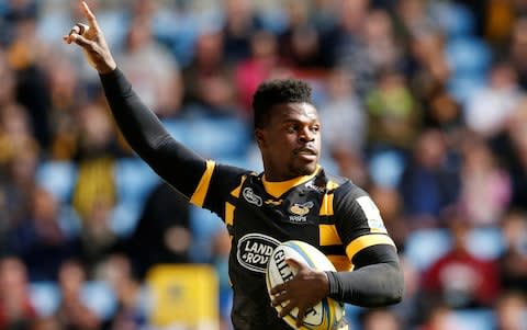 Wasps' Christian Wade celebrates after scoring a try - Credit: Action Images