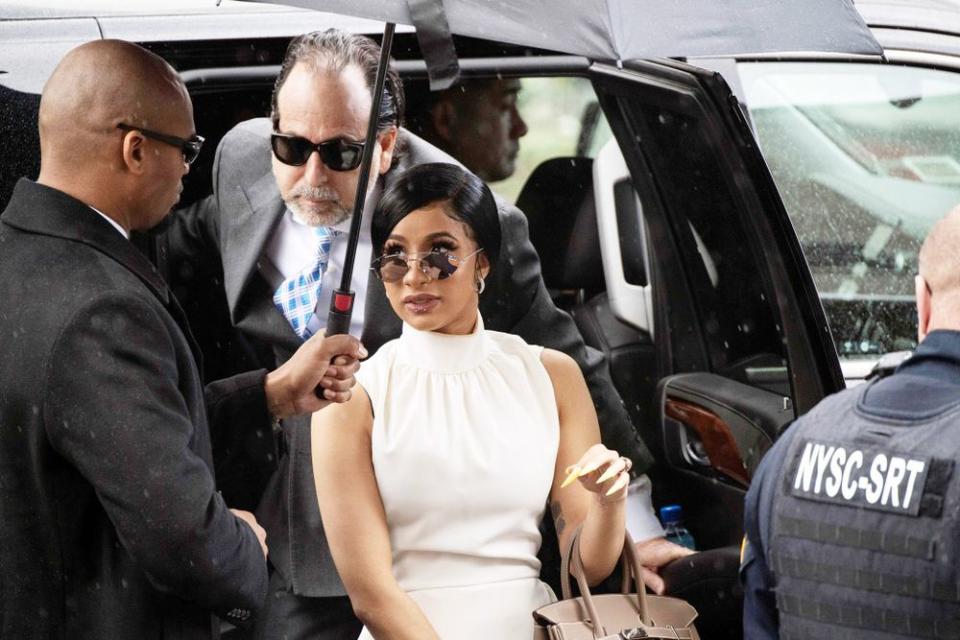 Cardi B arrives at court in Queens, New York on April 19 | JOHANNES EISELE/AFP/Getty