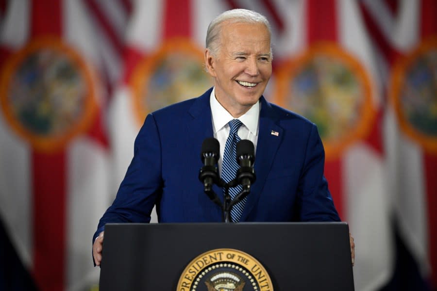 <em>President Joe Biden speaks about reproductive freedom on Tuesday, April 23, 2024, at Hillsborough Community College in Tampa, Fla. Biden is in Florida planning to assail the state’s upcoming six-week abortion ban and similar restrictions nationwide. (AP Photo/Phelan M. Ebenhack)</em>