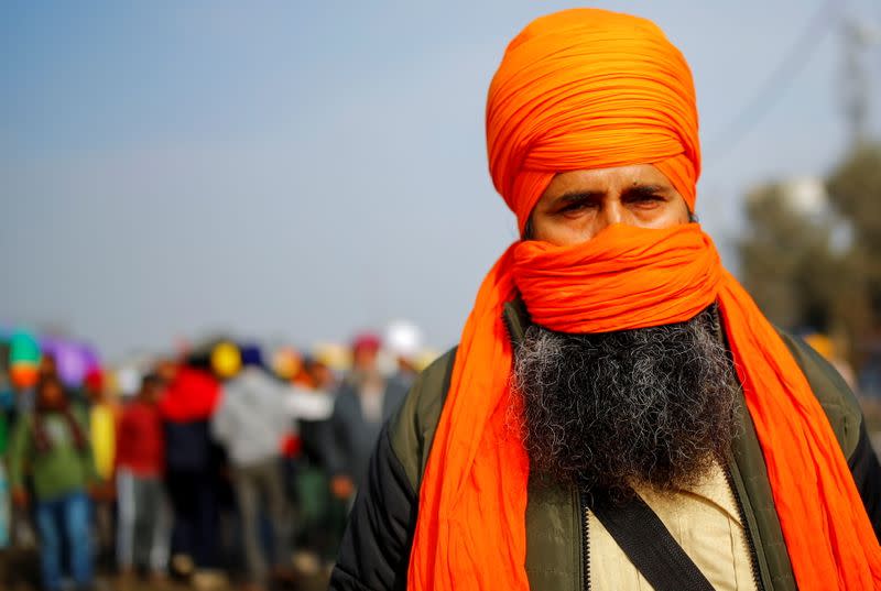 FILE PHOTO: Protest against the newly passed farm bills at Singhu border near New Delhi