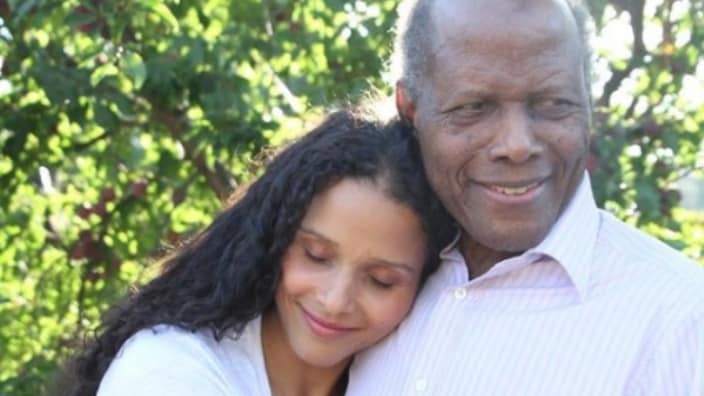 Sydney Tamiia Poitier (left), the actress daughter of legendary actor Sidney Poitier (right), who died Jan. 6, penned an emotional statement on Instagram honoring her late father. (Photo: Screenshot/Instagram)