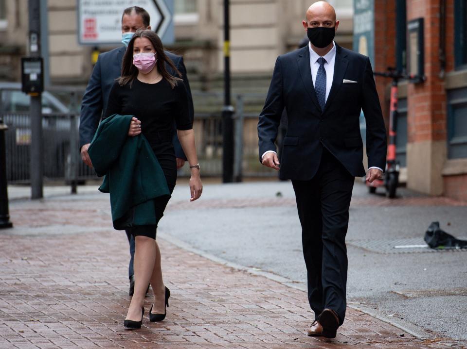 West Mercia Police Constables Mary Ellen Bettley-Smith and Benjamin Monk (right) arrive at Birmingham Crown CourtJacob King/PA