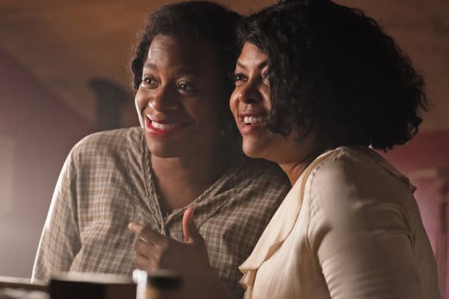 <p>Ser Baffo/Warner Bros. </p> Fantasia Barrino and Taraji P. Henson in "The Color Purple"