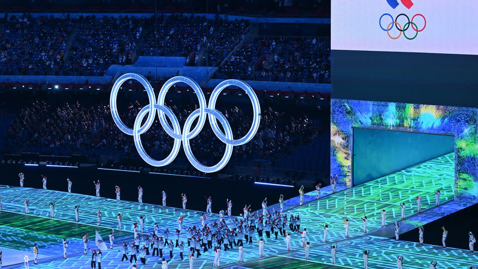 Athletes from the ROC enter the stadium in Beijing, China on February 2022. - Robert Michael/picture alliance/Getty Images