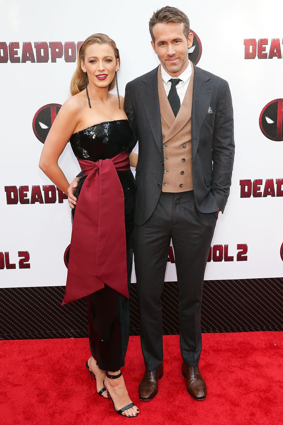 <p><strong>14 May </strong>Blake Lively and Ryan Reynolds posed together at the <em>Deadpool 2 </em>premiere in London. Blake wore a Brandon Maxwell black sequinned design with a red sash waist-tie with Christian Louboutin sandals. </p>