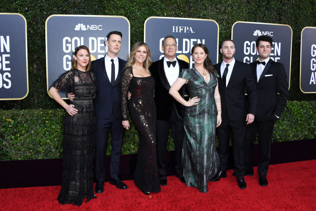 Chet Hanks, second from right, attends the Golden Globes with his family on Jan. 5, 2020, in Beverly Hills, Calif. (Photo: Jon Kopaloff/Getty Images)