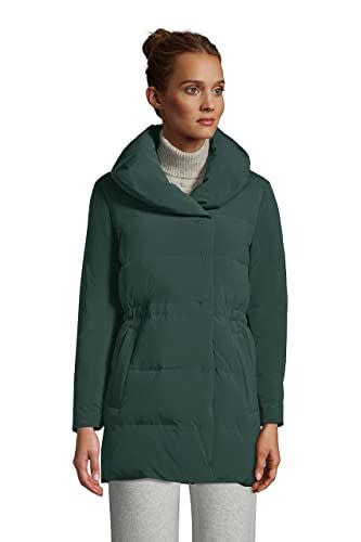 59) Lands' End Womens Stretch Quilted Wrap Down Coat Deep Woodland Green Regular Small