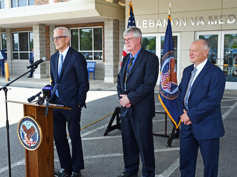 U.S. Department of Veterans Affairs Secretary Denis McDonough was joined by VIZN-4 Network Director Tim Liezert and Lebanon VAMC CEO and Executive Director Jeffrey A. Beiler Tuesday to talk about the facility's achievements.