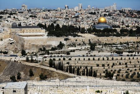 A general view of Jerusalem as seen from the Mount of Olives shows the Dome of the Rock, located in Jerusalem's Old City on the compound known to Muslims as Noble Sanctuary and to Jews as Temple Mount, June 21, 2018. REUTERS/Ammar Awad