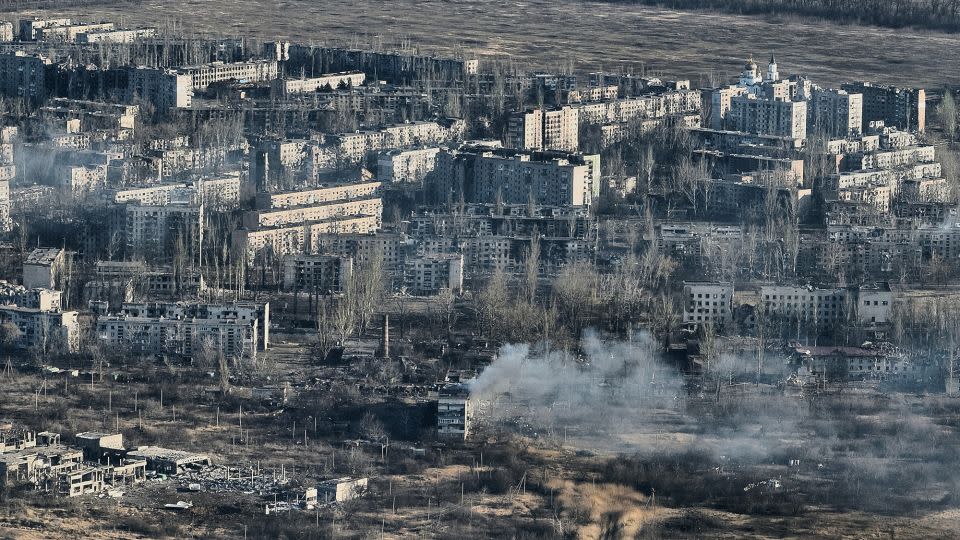 A view of the city's destroyed buildings in Avdiivka on February 15, 2024. - Kostiantyn Liberov/Libkos/Getty Images