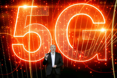 FILE PHOTO: French telecoms operator Orange Chief Executive Officer Stephane Richard speaks on stage during the Hello show to present the company's innovations in Puteaux near Paris, France, December 12, 2018. REUTERS/Charles Platiau/File Photo