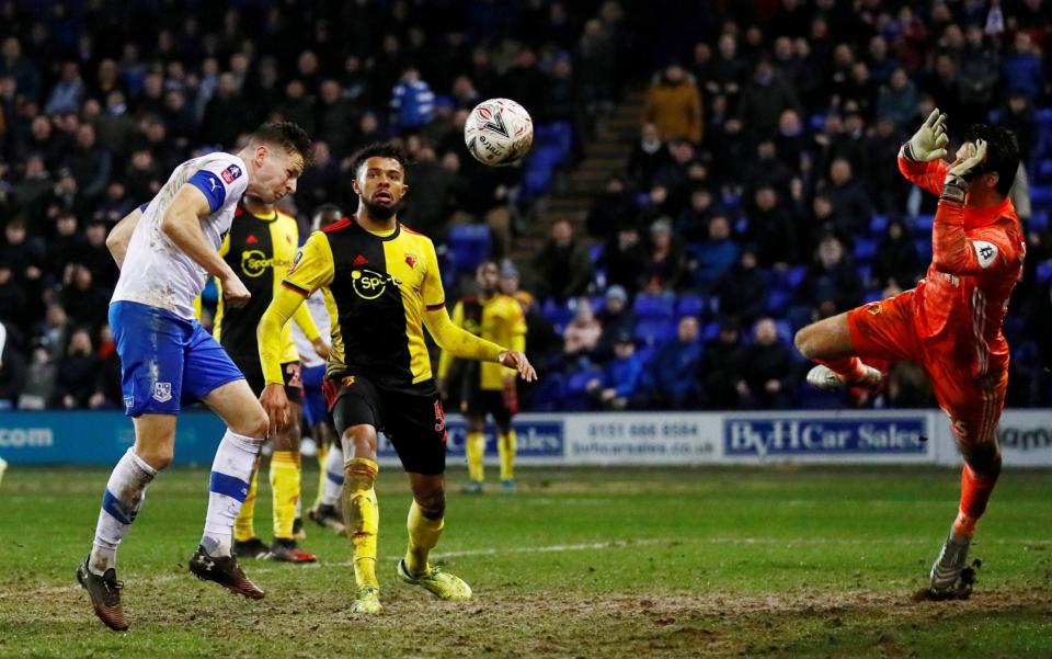 Paul Mullin scores Tranmere's extra-time winner over Watford as the Merseyside club beat the Premier League side  - Action Images via Reuters