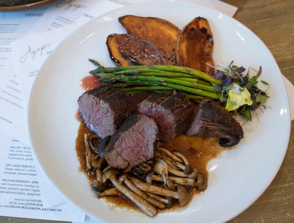 New to the fall menu at Agapi Bistro +Garden is the Broiled Elk Tenderloin.