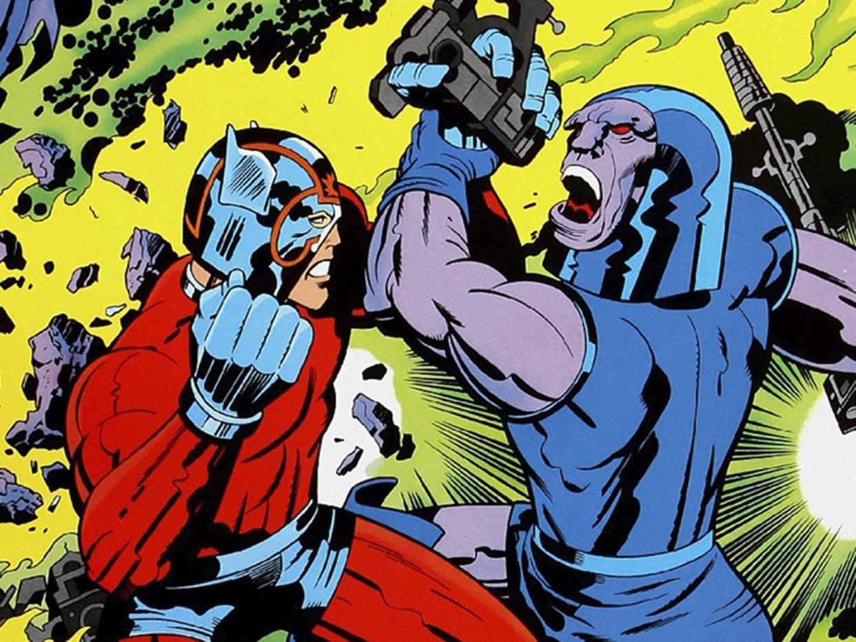 Orion of the New Gods (left) battles his deadly enemy Darkseid: Mark Anderson