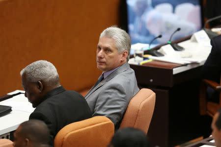 Cuba's First Vice-President Miguel Diaz-Canel (al centro), participa en la sesión inaugural de la Asamblea Nacional del Poder Popular en Cuba en La Habana. 18 de abril 2018. REUTERS/Alexandre Meneghini