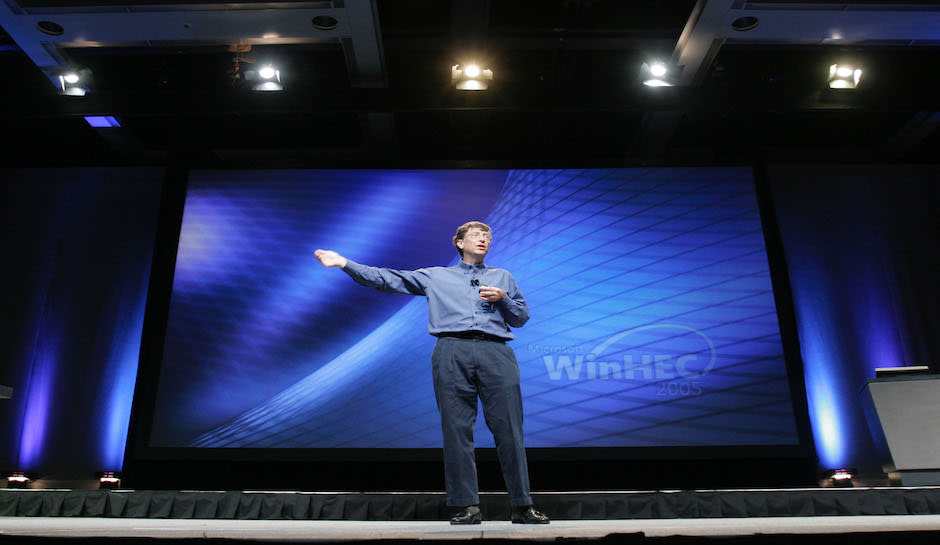 Bill Gates, Chairman and Chief Software Architect of Microsoft Corporation, delivers the keynote speech at the WinHEC 2005