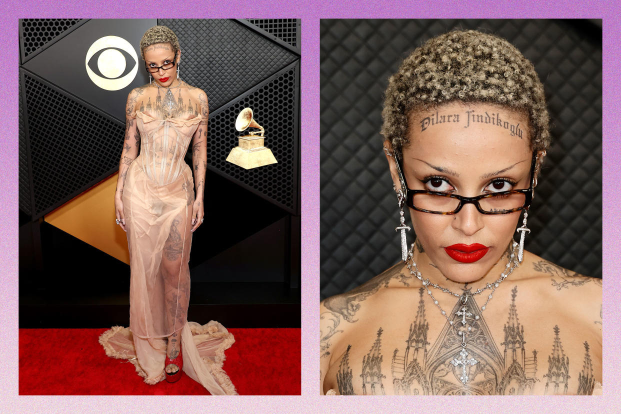 Doja Cat at the Grammy Awards<span class="copyright"> Matt Winkelmeyer—Getty Images for The Recording Academy; Frazer Harrison—Getty Images</span>