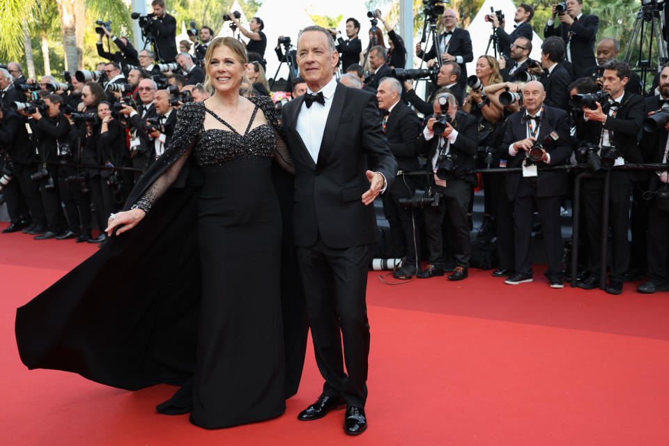 CANNES, FRANCE - MAY 23: Rita Wilson and Tom Hanks attend the "Asteroid City" red carpet during the 76th annual Cannes film festival at Palais des Festivals on May 23, 2023 in Cannes, France. (Photo by Vittorio Zunino Celotto/Getty Images)