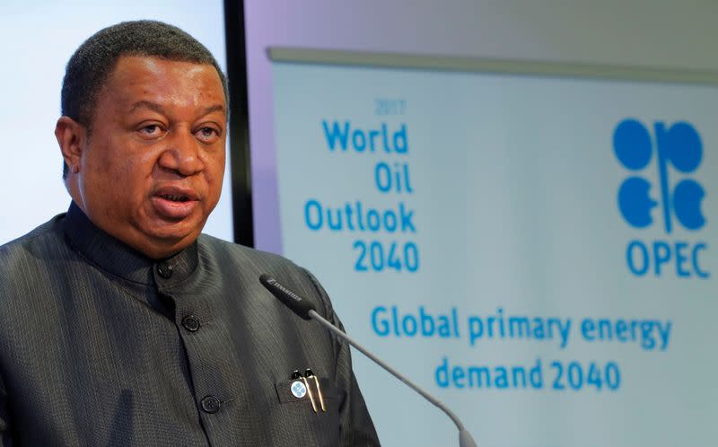 FILE PHOTO: OPEC Secretary General Mohammad Barkindo addresses a news conference in Vienna