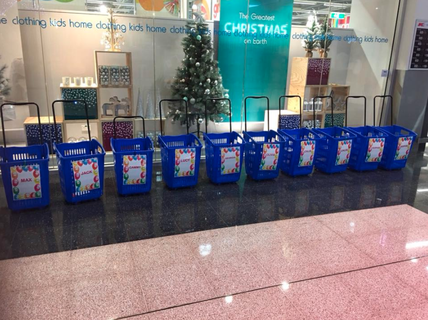 The kids were told to arrive at Kmart at 5pm, where they were given these baskets on wheels. Photo: Facebook/Kmart Mums Australia