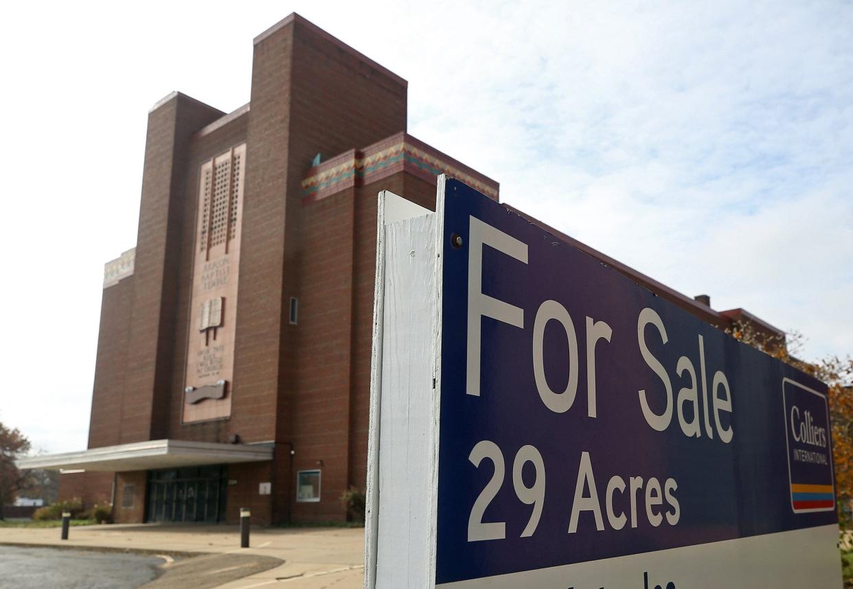 The former Akron Baptist Temple was listed for sale in 2019, a year after purchase