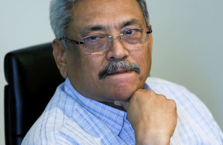 Gotabaya Rajapaksa, Sri Lanka's former defence secretary and brother of former President Mahinda Rajapaksa looks on during an interview with Foreign Correspondents Association of Sri Lanka in Colombo, Sri Lanka March 27, 2017. REUTERS/Dinuka Liyanawatte