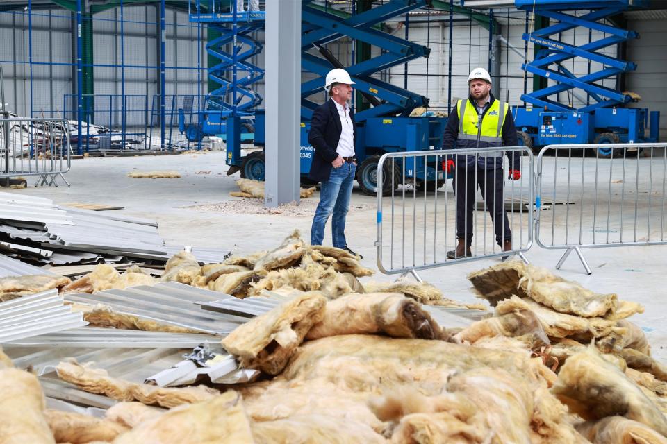 Christian Horner at the site of Red Bull's new powertrains facility, which is currently under construction. <em>Red Bull</em>