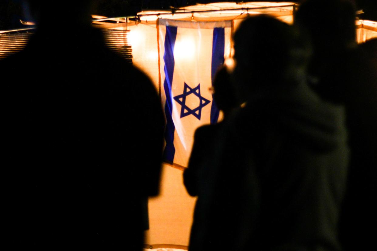 Dozens attended at a Jewish Community vigil for Israel at Congregation Beth Shalom on Oct. 12, 2023, in Columbia, Mo.