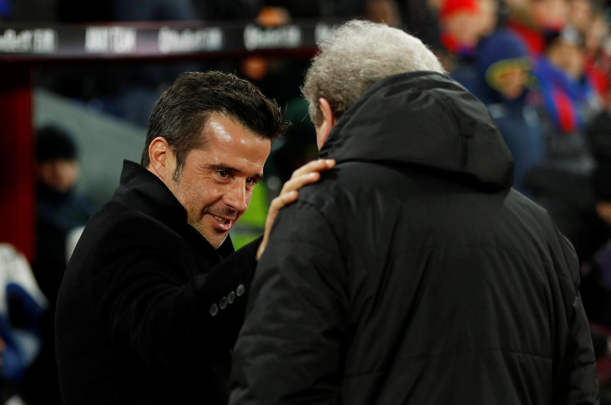 Watford manager Marco Silva and Crystal Palace manager Roy Hodgson before the match REUTERS/Peter Nicholls