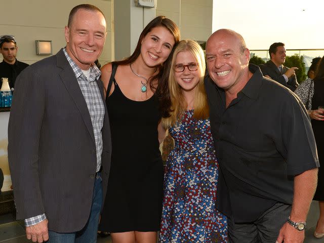 <p>Larry Busacca/WireImage</p> Bryan Cranston with his daughter Taylor Dearden Cranston, Tori Schachne and Dean Norris attend the 'Breaking Bad' Advertisers Party on July 10, 2012 in New York City.