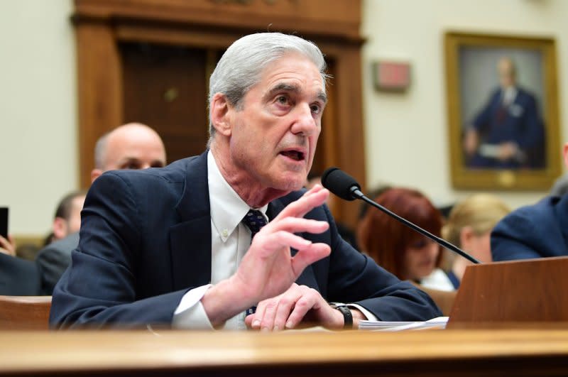 Former special counsel Robert Mueller testifies on his probe into Russian interference in the 2016 presidential election during a House intelligence committee hearing on Capitol Hill in Washington, D.C., on July 24, 2019. He turns 79 on August 7. File Photo by Kevin Dietsch/UPI