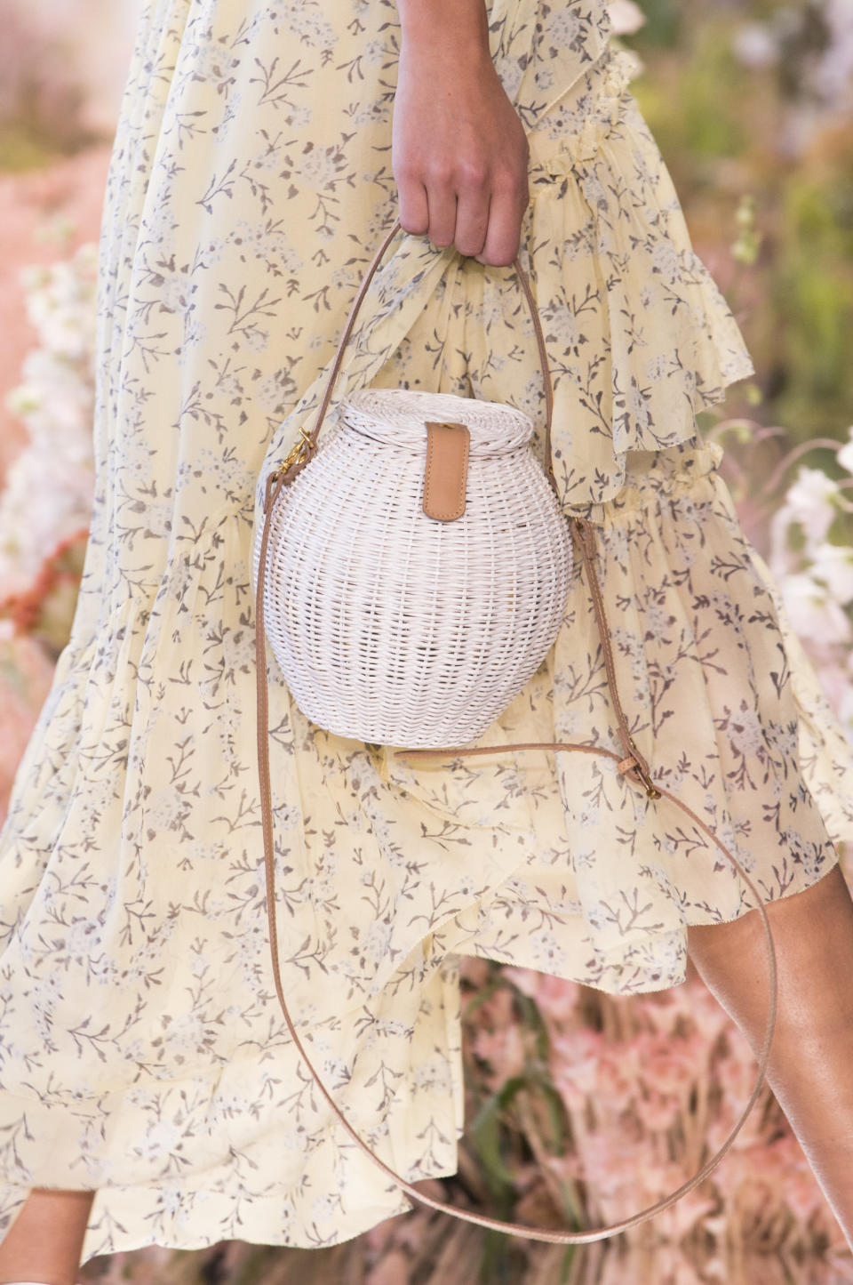 <p><i>White wicker basket bag from the SS18 Ulla Johnson collection. (Photo: ImaxTree) </i></p>