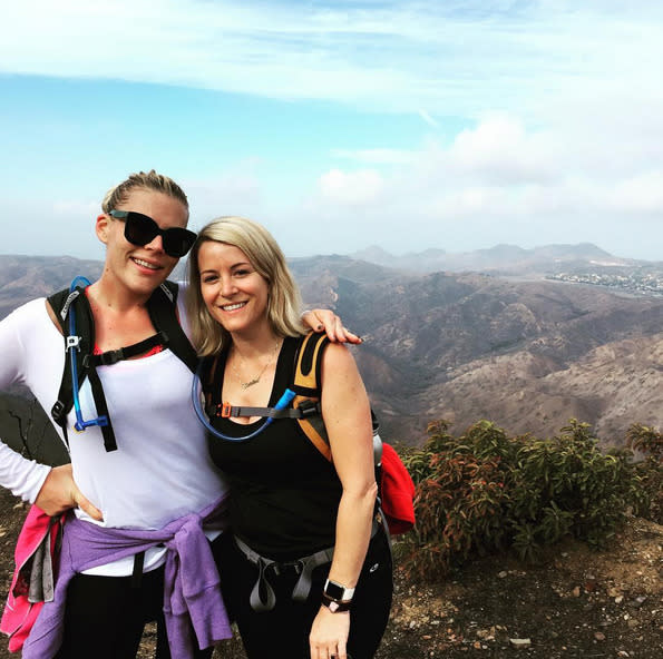 Busy Philipps, at The Ranch 4.0 at Four Seasons Westlake Village: “Explain to me why my hair is soaking with sweat while my friend @chrissybchrissy looks like she came from Dry Bar? According to Christine’s Apple Watch, we did 27,853 steps on this hike today, my falls not included… @theranchmalibu #TheRanchAtLiveOak” -@busyphilipps