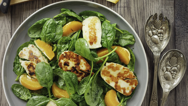 top down view of citrusy salad