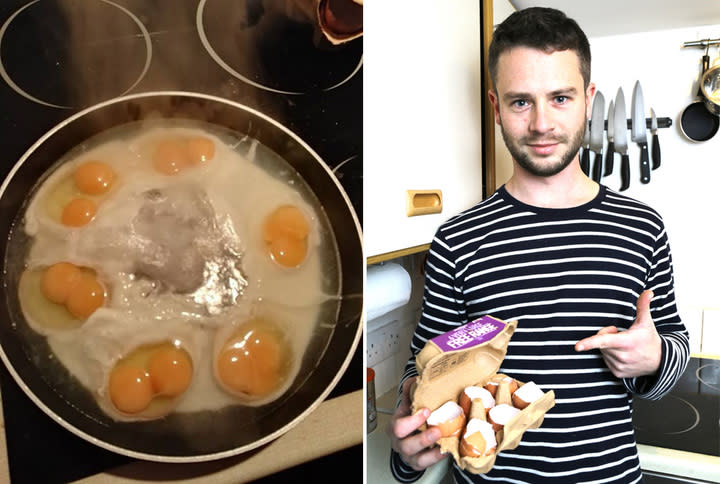 Egg-ceptional: Phil and his amazing double-yolkers (SWNS) 