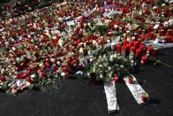 Flowers and candles are left outside the Joseph-Koenig school in Haltern am See, western Germany -- in tribute to some of the victims of the Germanwings tragedy -- on April 1, 2015