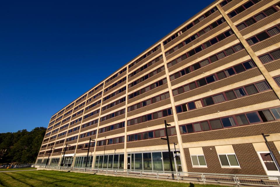 Mayflower Residence Hall is seen on Sunday, Sept. 23, 2018, along Dubuque Street in Iowa City. Mayflower was completed in 1966, housing 1,032.